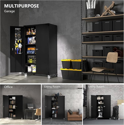VINGLI Upgraded Wide & Deep Garage Storage Cabinet, Metal Storage Cabinet