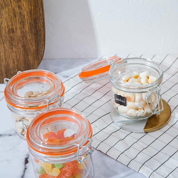 Encheng Glass Jars With Airtight Lids, 6 oz Mason Jars, Glass Jar With Leak