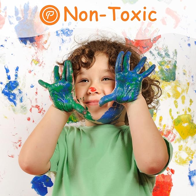 ABEIER Washable Finger Paint for Toddlers, Safe Non-Toxic, 12 Vibrant Colors (1.21fl oz), Baby Safe Paint for Hand and Feet, Mess Free Art Supplies for Kids, Preschool Learning Gifts, Ages 1-3 4 5 6+