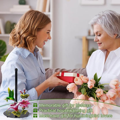 Flower & Hummingbird Decor Paper Towel Roll Holder Countertop