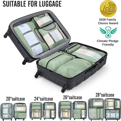 Veken 10 Set Packing Cubes for Travel Essentials,Anti-Wrinkle Buckled Suitcase Organizer for Shoe & Toiletry Bag,Carry On Luggage Bag with 99+ Count Mesh Holes for Airplane & College Dorm Accessories