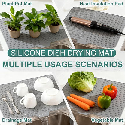 Silicone Dish Drying Mat 23x17, Food-Grade Silicone, Easy Clean Pad