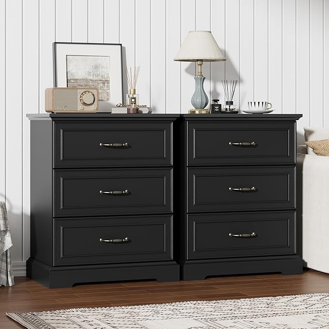 Nightstand Set of 2, Rustic Farmhouse Wood Small Dresser, Bedside Table