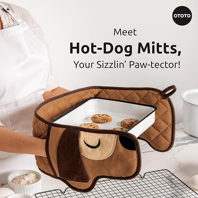 OTOTO Hot-Dog Double Oven Mitts Cute Funny