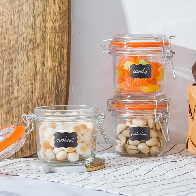 Encheng Glass Jars With Airtight Lids, 6 oz Mason Jars, Glass Jar With Leak
