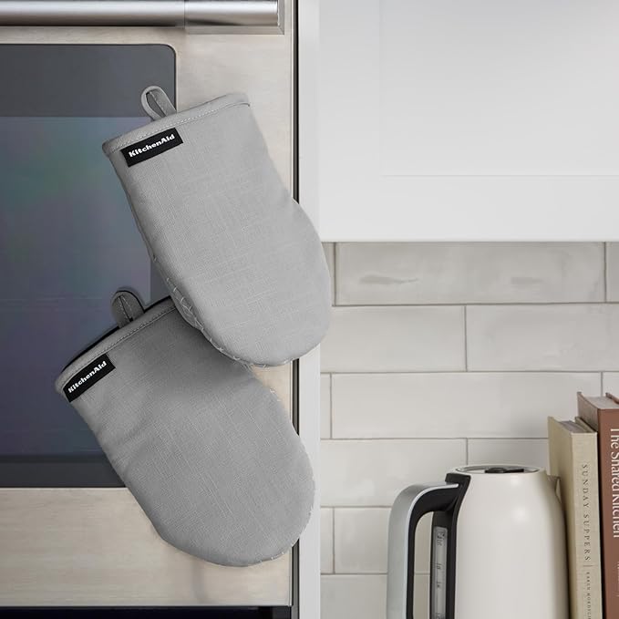 KITCHENAID Gourmet Series Gridlines Mini Oven Mitts 2-Pack Set, Heat Resistant
