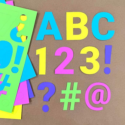 209 Pcs 3" Happy Colors Precut Letters & Numbers - Capital, Numbers, Punctuation - US Made Card Stock for Poster, Bulletin Board, Classroom