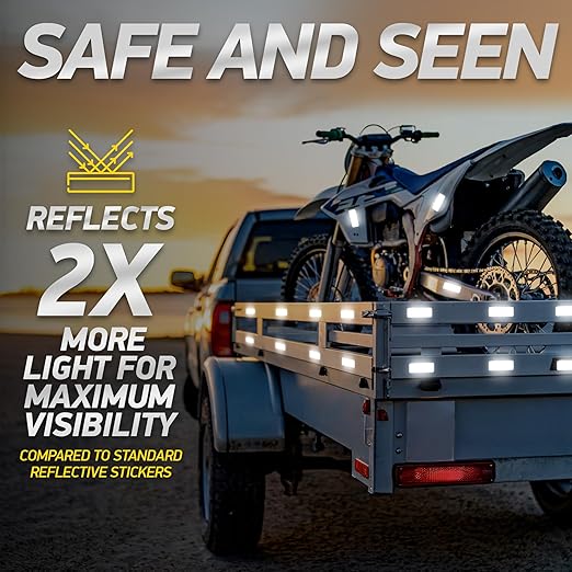 Reflective Safety Tape Stickers | 3M Diamond Grade | White | 1.2″ x 3.15″ | 20-Pack | Safety Warning Tape for Helmets, Cars, Mailboxes & More