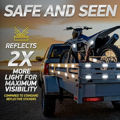 Reflective Safety Tape Stickers | 3M Diamond Grade | White | 1.2″ x 3.15″ | 20-Pack | Safety Warning Tape for Helmets, Cars, Mailboxes & More