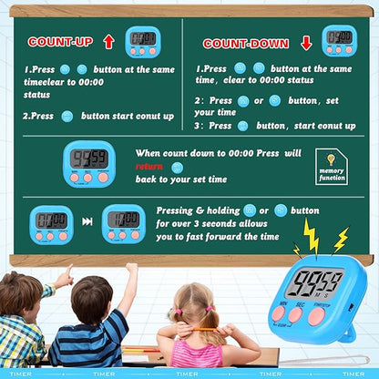 Mwellewm Digital Kitchen Timer 12 Packs Magnetic Classroom Stopwatch Timer 6