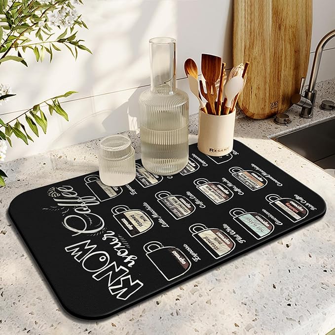 Fun Coffee Mat 19inx12in, Coffee Bar Mat