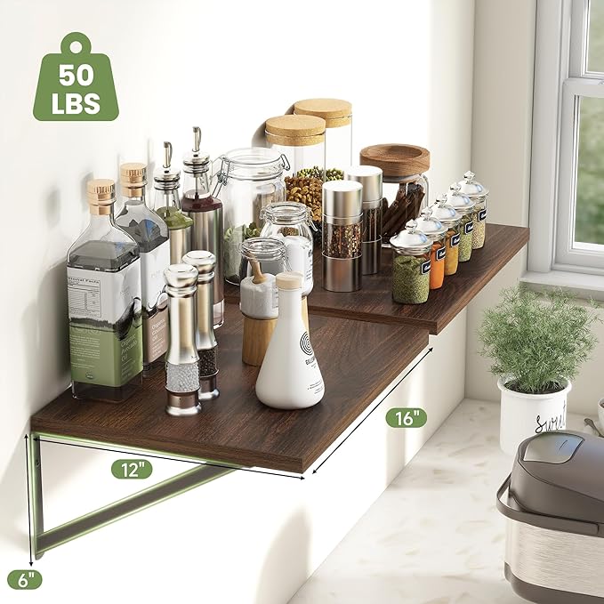 Heimlove 12 Inch Deep Floating Shelves