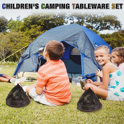 Scout Camping Mess Kit for Person 18/8 Stainless Steel Utensils Camping Dinnerware Kit Boy Scout Dishes Set Girl Scout Mess Kit with Mesh Bag Camping Cutlery Set for Travel Trip School Camp