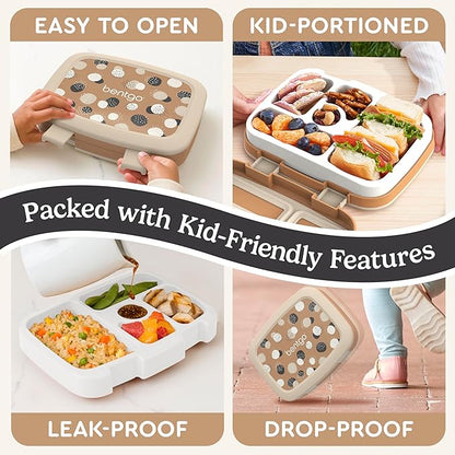 Bentgo Kids 5-Compartment Leak-Proof Bento-Style Lunch Box (Whimsy & Wonder Collection) - Ideal for Ages 3-7, Drop-Proof & Durable, Dishwasher Safe, & PFAS & BPA-Free Materials (Spots & Dots)