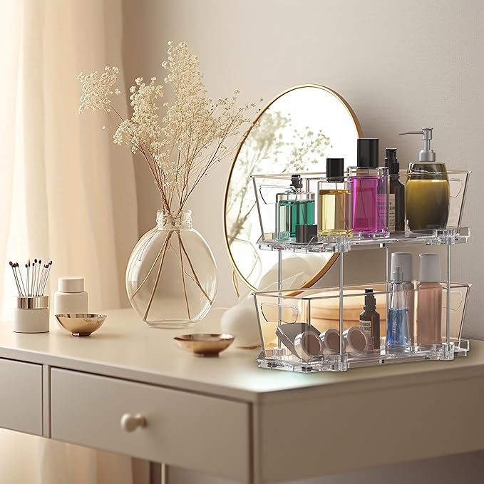 Simple Houseware 2-Tier Narrow Basket Drawer Cabinet Pull-Out Organizer