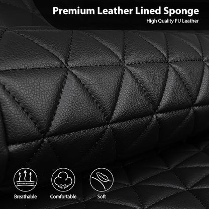 CAR PASS Bling Diamond Black Leather Car Seat Covers for 2 Front Interior Sets, Waterproof Shining Glitter Sparkly Crystal Universal Armrest Fit Automotive Truck SUV Cute Women Girl, Blue Rhinestone