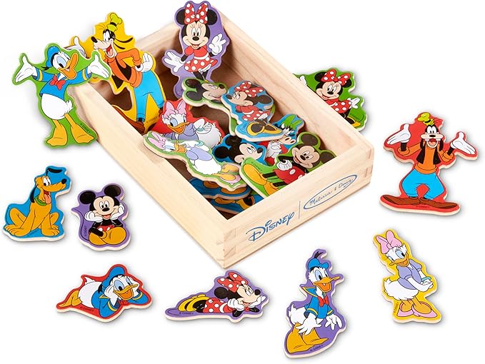 Melissa & Doug Disney Mickey Mouse Wooden Character Magnets (20 pcs) Toys for Disney Fans, Mickey Mouse Fridge Magnets, Pretend Play & Toddler Toys for Kids Ages 2+