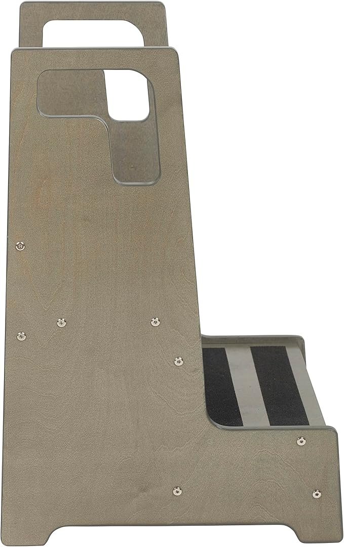 ECR4Kids Reach-Up Step Stool with Handles, Kids Furniture, Grey Wash