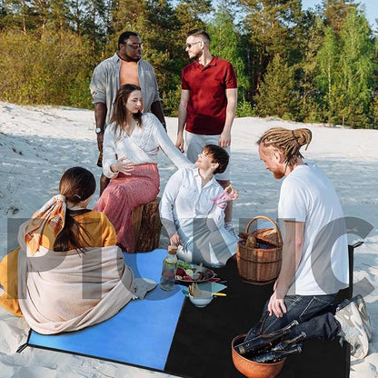 Frelaxy Pocket Picnic Blanket, Waterproof Sandproof Beach Mat, Compact Camping Tarp for Festivals, Hiking, Travel, Outdoor Recreation (Blue, 57'' x 71'')