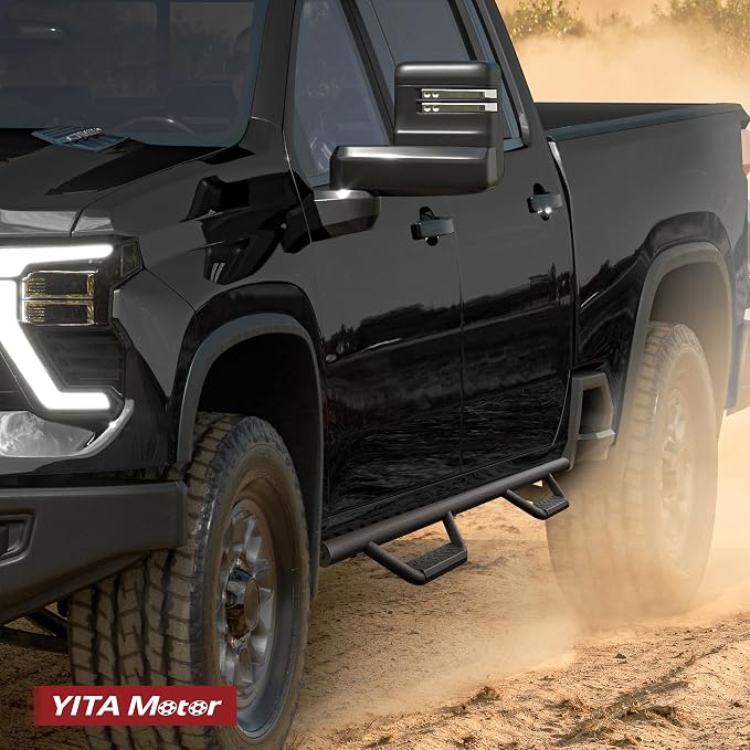 YITAMOTOR Drop Running Boards Compatible with 2007-2018 Chevy Silverado/GMC Sierra 1500 Crew Cab, 2007-2019 2500HD 3500HD Crew Cab Carbon Steel Side Steps Nerf Bars Rails