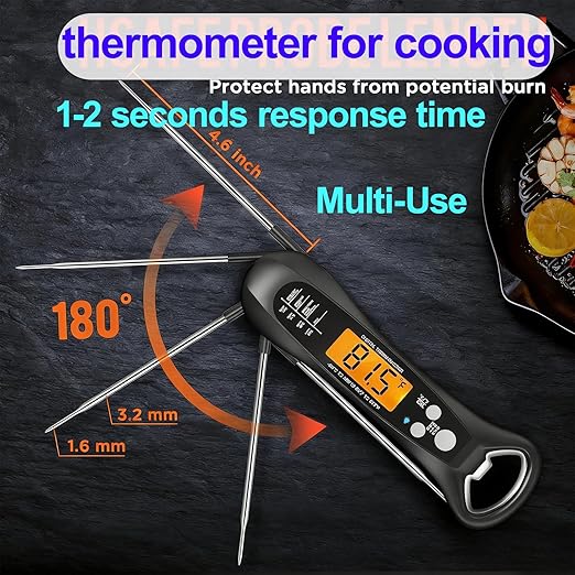 Instant Read Meat Thermometer for Cooking – Waterproof Digital Food Thermometer