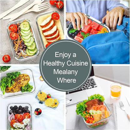 VERONES 10 Pack Glass Meal Prep Containers, Airtight Glass Lunch Containers, Stackable Glass Food Storage Containers Set with Lids,Exclusive of BPA,for Microwave, Oven, Freezer & Dishwasher,Grey
