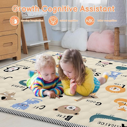 Baby Play MAT 59" X 59", Soft Thickened Anti-Slip Baby Mat for Floor Playpen, Foldable and Machine Washable Baby Crawling Mat