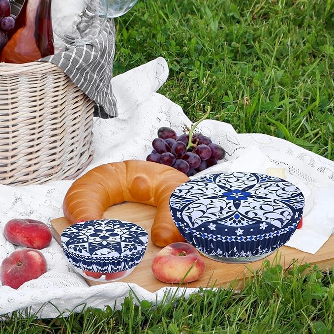 5 Pieces Bowl Covers Reusable, 5 Size Elastic Cloth Bowl Covers