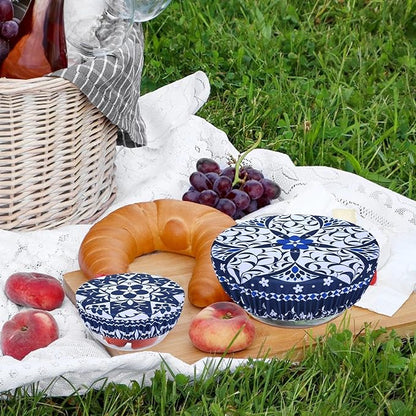5 Pieces Bowl Covers Reusable, 5 Size Elastic Cloth Bowl Covers