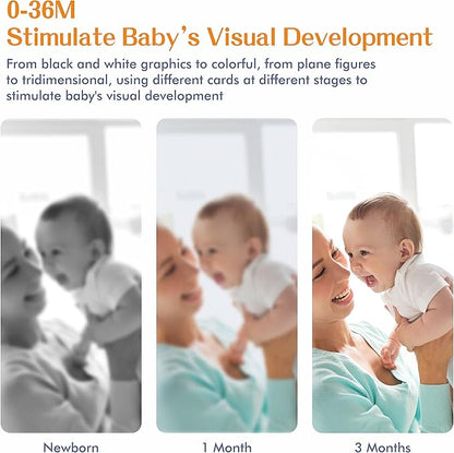 50 Pages Visual Stimulation Flashcards, 25 PCS Black and White Baby Visual Stimulus Cards Sensory Developmental Black White Card Set for Newborn Baby 0-3 Months (5.5” X 5.5”)
