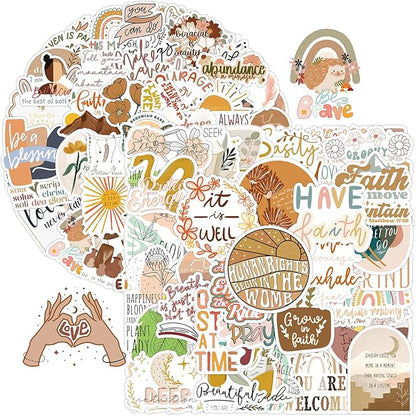 100PCS Boho Inspirational Stickers, Vintage Motivational Aesthetic Stickers for Women Adults Kids Teen Teachers, Retro Vinyl Waterproof Positive Decals for Laptop Water Bottles Phone Scrapbook