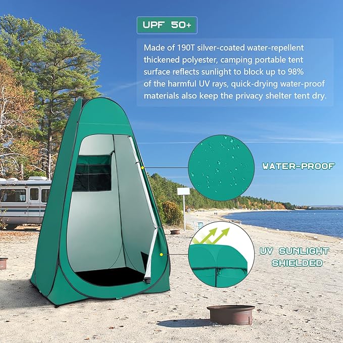 BRIAN & DANY Pop Up Shower Tent, Portable Privacy Camping Changing Tent, Camp Toilet Bathroom Pod with Rain Shelter & Windows, UPF 50+ & Waterproof, 47.2" x 47.2" x 74.8"