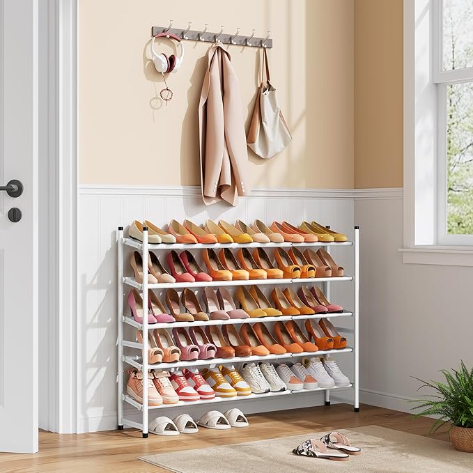 Tajsoon Expandable Shoe Rack for Closet 5 Tier, 29“-41“Adjustable & Stackable