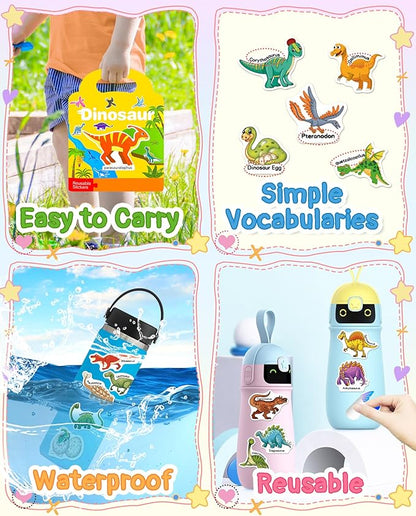 Benresive Reusable Sticker Books for Kids 2-4, Sticker Books for Toddlers 1-3 2-4, Toddler Travel Toys Activities Crafts Gifts - Dinosaur