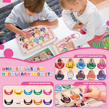 Princess Mini Magnetic Color and Number Maze Montessori Toy for Ages 3 4 5, Toddler Busy Board, Educational Preschool Learning Activities, Ideal Christmas & Birthday Gift for Girls and Kids