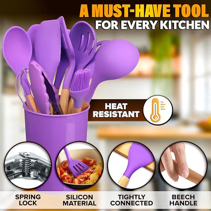 12 Pcs Purple Kitchen Utensils Set