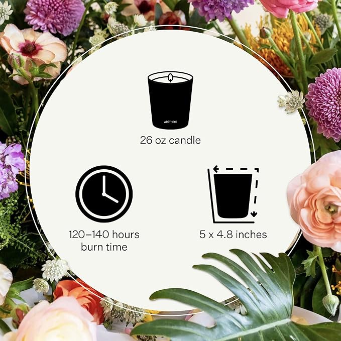 Apotheke 3-Wick Scented Candles for Home, Hinoki Lavender - 26 oz Soy Wax Jar Candle Gift for Women - Long-Lasting Fragrance with Perfume-Grade Essential Oils - Lavender, Lotus Flower, Hinoki Cypress
