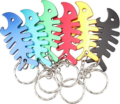 SWATOM Fish Bone 6PCS Bottle Opener Keychain Beer Openers Tool Key Chain Ring