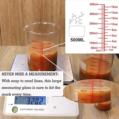3 Piece High Borosilicate Glasss Liquid Measuring Cups, Includes 150ml