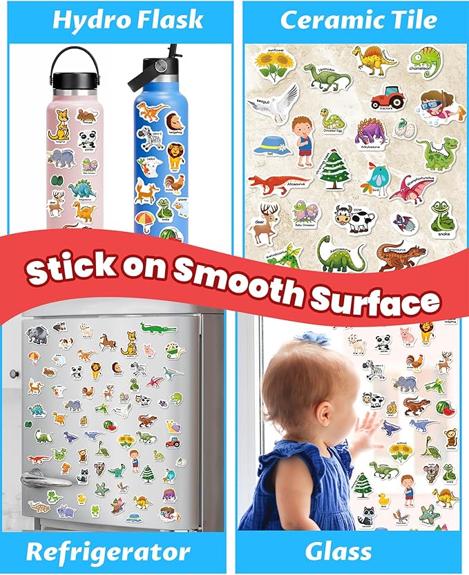 Reusable Sticker Book for Toddlers 2-4 Years, Stickers for Kids, Toddler Sticker Book Ages 1-3, Toddler Craft Activities, Toddlers Travel Toys Ages 2+ Boy Girl Birthday Gifts