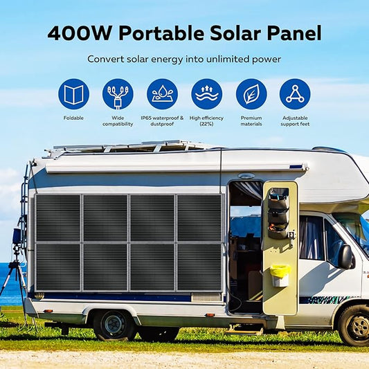 400w Foldable Solar Panel - Portable Solar Panel Charger for Power Station Camping RVs Off Grid