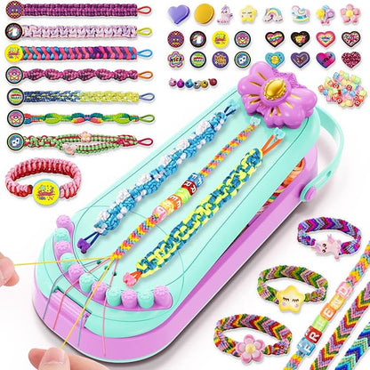 Friendship Bracelet Making Kit for Girls - DIY Bracelets Maker Art and Craft Kits for Kids - Jewelry String braiding Set Toys for Age 6 7 8 9 10 11 12 Year Old Girl Christmas Birthday Gifts - Cyan