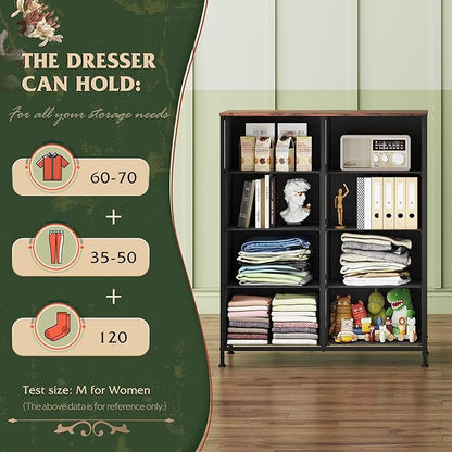 WLIVE Tall Fabric Dresser with 8 Drawers, Storage Tower with Fabric Bins