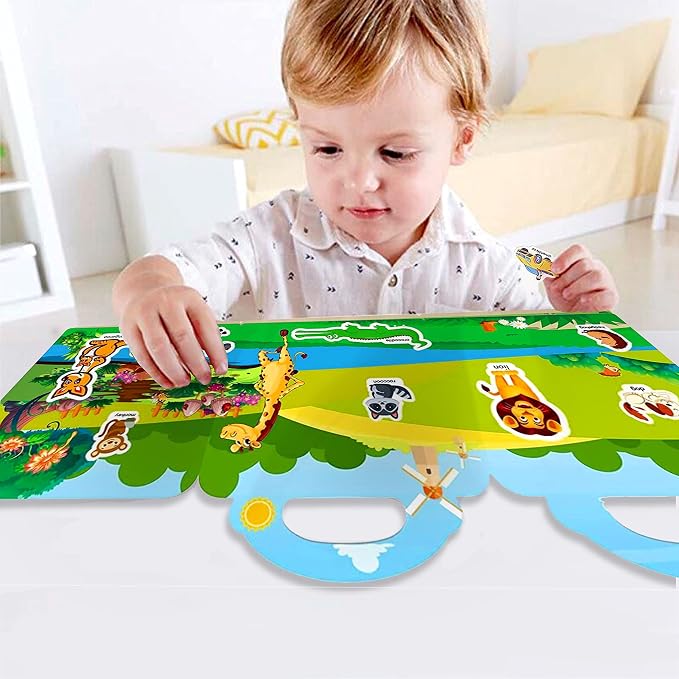 Reusable Sticker Book for Kids, 3 Sets Educational Learning Toys Travel Stickers Activity Books for Toddler Girls Boys Age 3+ Birthday Gifts - Farm, Season & Animals
