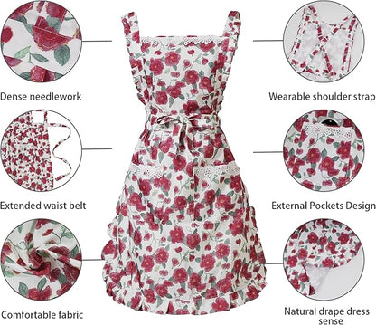 Funny Aprons for Women with Pockets, Kitchen Cooking Grilling Bbq Cute Chef