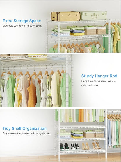 Ulif E11 Heavy-Duty Garment Rack, Metal Freestanding Clothes Rack and Closet