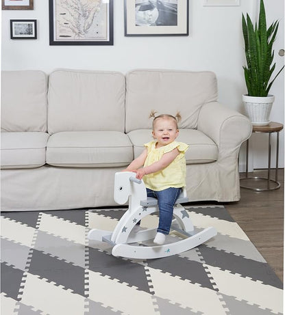 Play Platoon Non-Toxic Extra-Thick 96 Piece Triangle Play Mat - Comfortable 6x6ft Cushiony Foam Floor Puzzle Exercise Mat for Kids & Toddlers - Gray & Cream