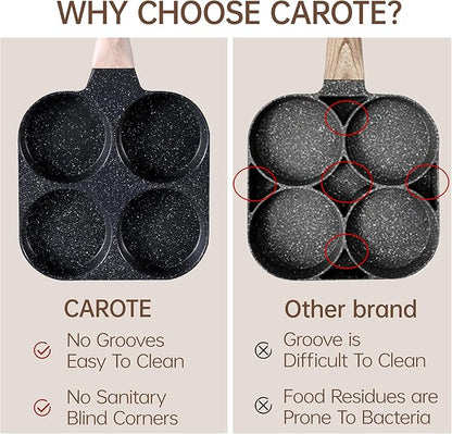 CAROTE Egg Pan Omelette Pan, 4-Cup Nonstick Granite Omelette Skillet