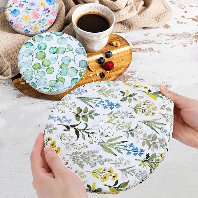 5 Pieces Bowl Covers Reusable, 5 Size Elastic Cloth Bowl Covers