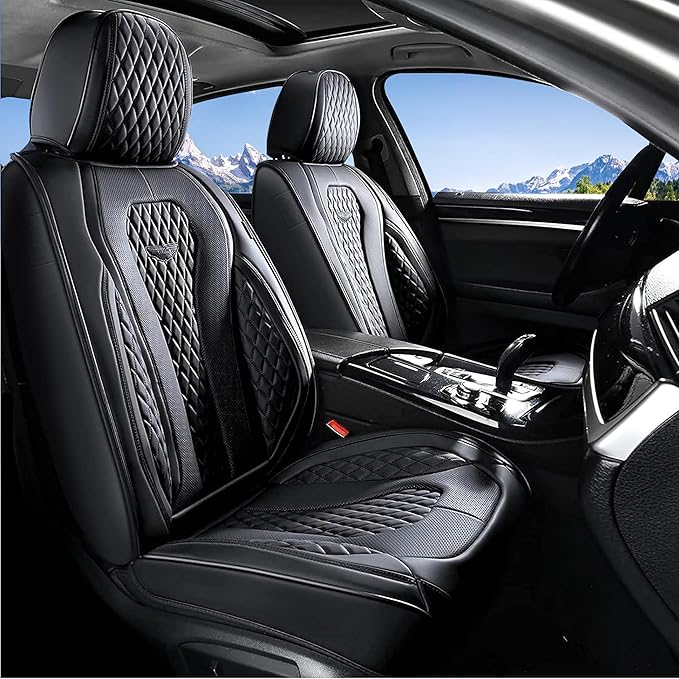 Coverado Seat Covers, Car Seat Covers Front Seats, Black Car Seat Cover, Waterproof Car Seat Covers, Car Seat Cushion, Front Car Seat Covers Leatherette Car Seat Protector Universal Fit Most Cars